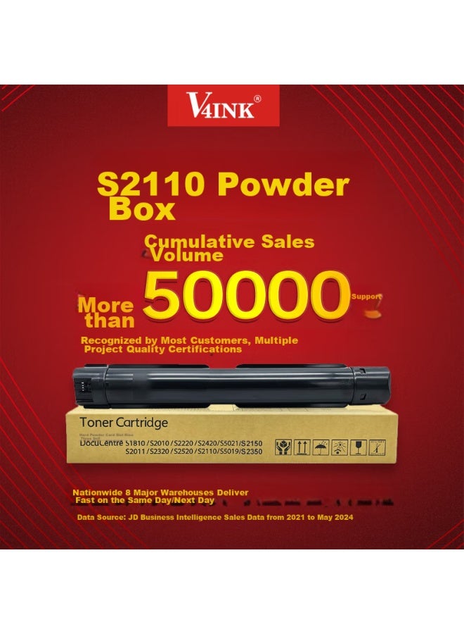 V4ink S2110 Toner Cartridge, 2 Pieces Compatible With Fuji Xerox S2110 Drum Unit, 2350nda Toner Cartridge, 2150n Printer Drum Unit For Docucentre S2520 S2320 S2011 S1810 Toner Powder - Image 2