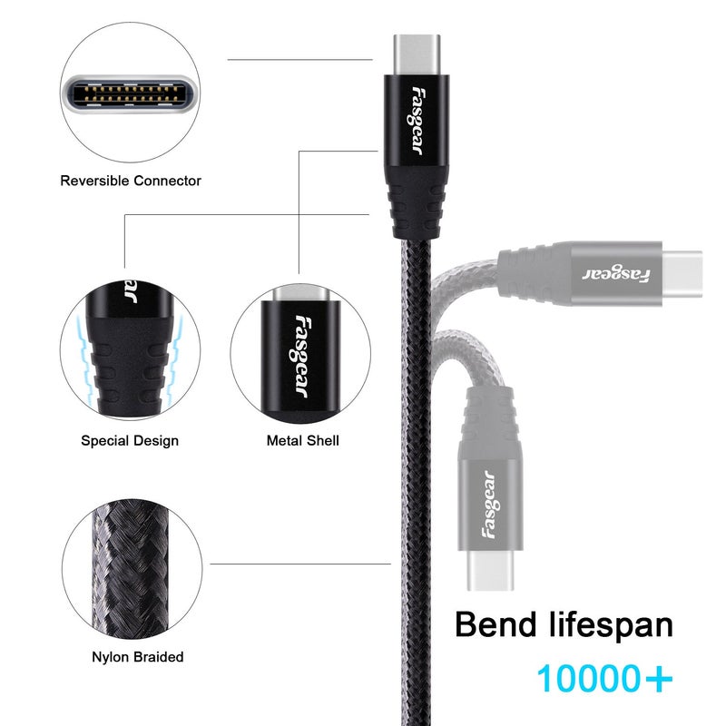 كابل Fasgear USB-C إلى Micro USB (أسود، 6 أقدام) | مضفر من النايلون، سلك من النوع C إلى Micro USB، متوافق مع جالاكسي S26، إتش تي سي ون/10، طابعة، جهاز لوحي، دي جيه آي مافيك إير 2، إلخ. - Image 3