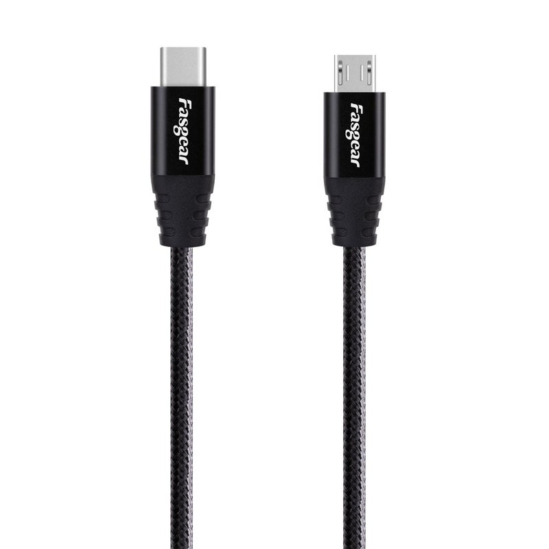 كابل Fasgear USB-C إلى Micro USB (أسود، 6 أقدام) | مضفر من النايلون، سلك من النوع C إلى Micro USB، متوافق مع جالاكسي S26، إتش تي سي ون/10، طابعة، جهاز لوحي، دي جيه آي مافيك إير 2، إلخ. - Image 4