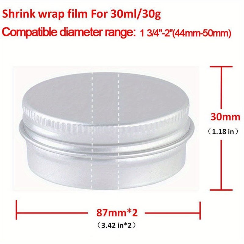 200pcs PVC Heat Shrink Wrap Film Compatible For Jars Small Bottles And Craft Items Durable Sealant Tape Shrink Packaging For 30g 1oz Jars Small Business Heat Shrinker Wrap - Image 1