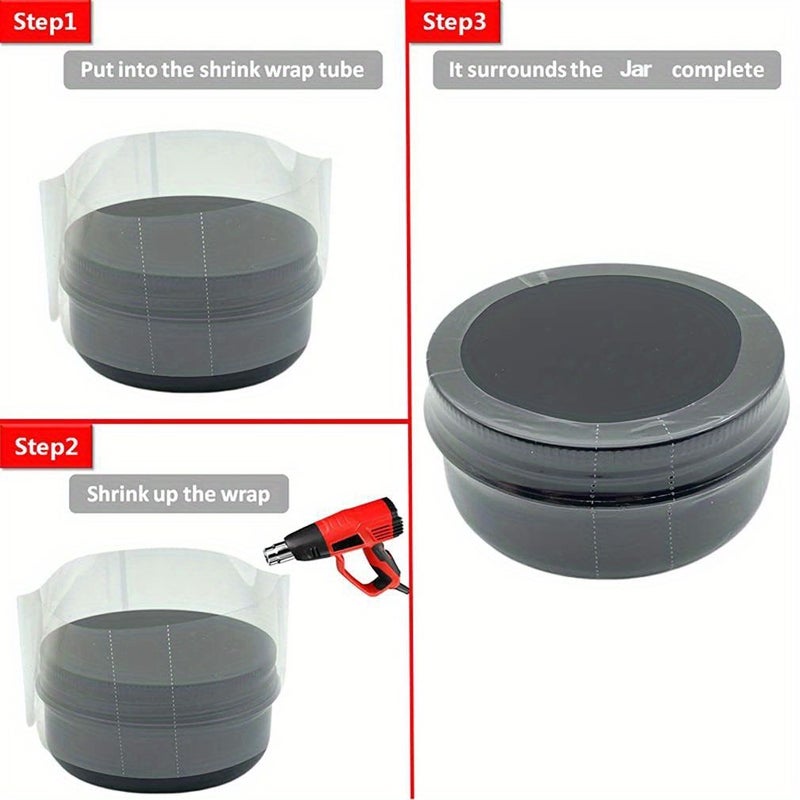 200pcs PVC Heat Shrink Wrap Film Compatible For Jars Small Bottles And Craft Items Durable Sealant Tape Shrink Packaging For 30g 1oz Jars Small Business Heat Shrinker Wrap - Image 3