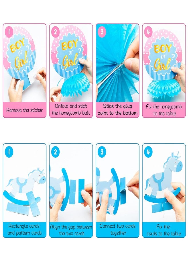 OSNIE 12 Pcs Baby Gender Reveal Honeycomb Centerpieces Table Toppers Blue and Pink Gender Reveal Party Decorations Supplies for Unisex He or She Boy or Girl Baby Shower Pregnancy Announcements Decor - Image 4
