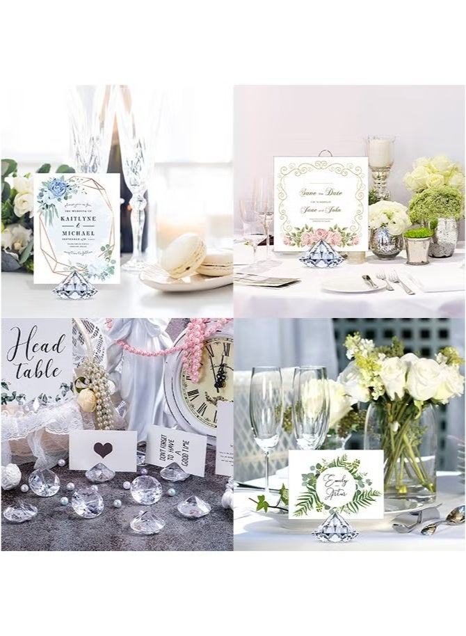 24 Pack Diamond Place Card Holders Stands, Acrylic Crystal Table Card Stands for Wedding, Party Decoration, Baby Shower, Table Decorations (Clear) - Image 3