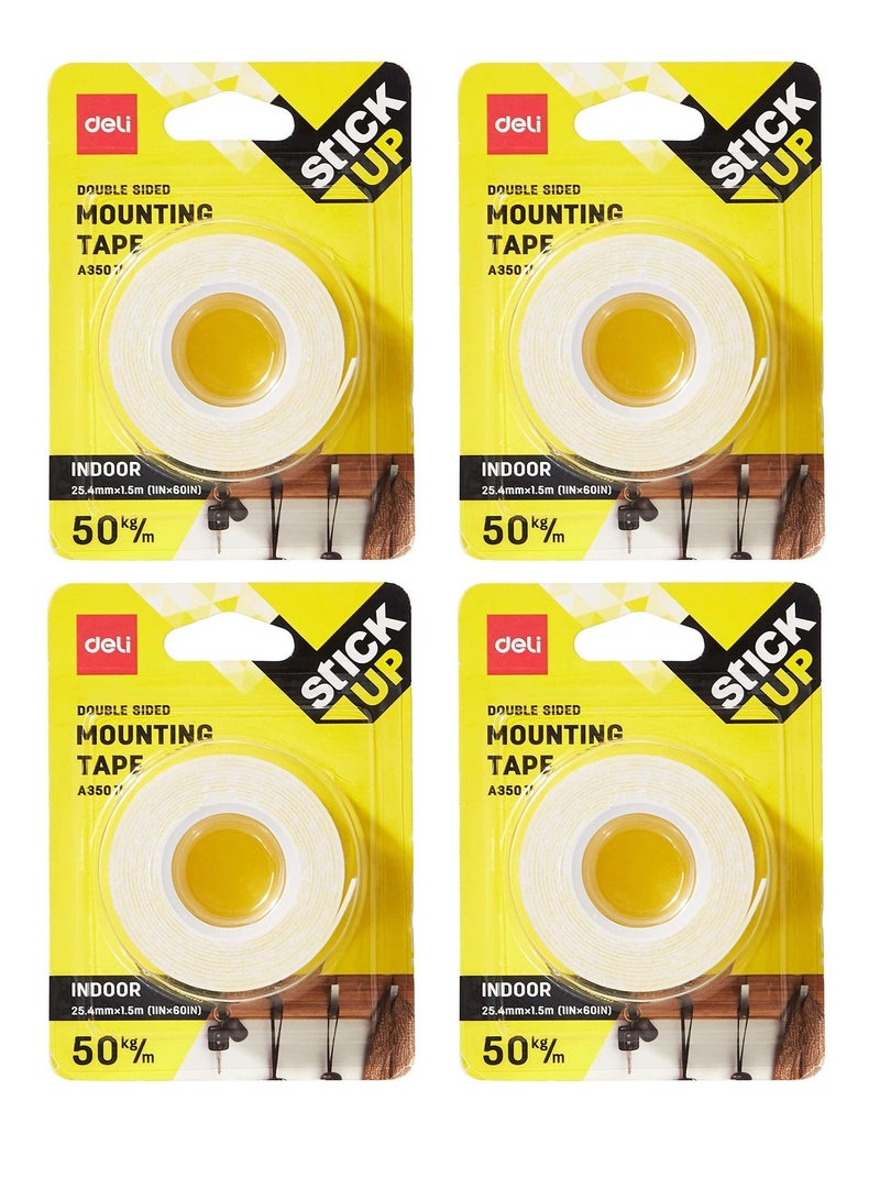 Deli 4-Piece Double Sided Mounting Tape 1.5 Meter Length - Image 1