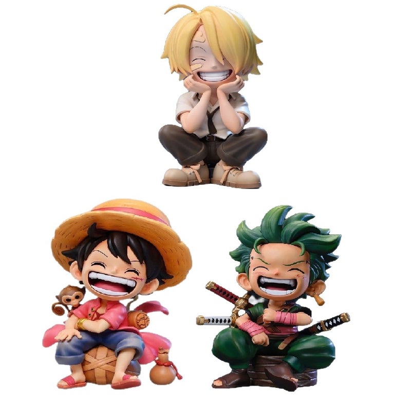 One Piece Chibi Luffy Zoro Sitting Action Figure PVC Toy Gift - Image 5
