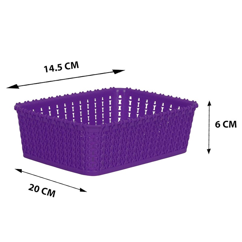 Cutting EDGE Plastic Multipurpose Sturdy Storage Baskets for Cosmetics Office Fruit Vegetable Bathroom Stationary Home Basket with Handle PurpleSet of 2 Mini - Image 2