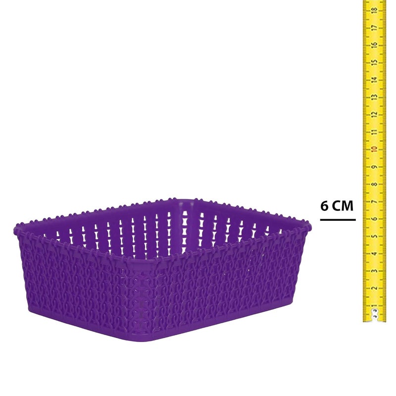 Cutting EDGE Plastic Multipurpose Sturdy Storage Baskets for Cosmetics Office Fruit Vegetable Bathroom Stationary Home Basket with Handle PurpleSet of 2 Mini - Image 3