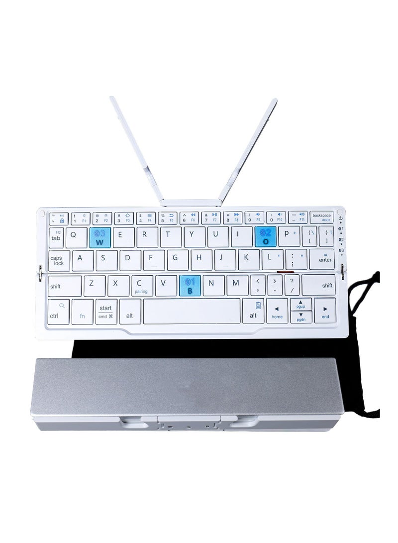 SYOSI Foldable Bluetooth Keyboard, with Magnetic Stand, Aluminum Alloy Mini Quiet Folding Keyboard, Portable Lightweight Travel Keyboard, Rechargeable Pocket Portable Keyboard for Tablet, Phones - Image 1