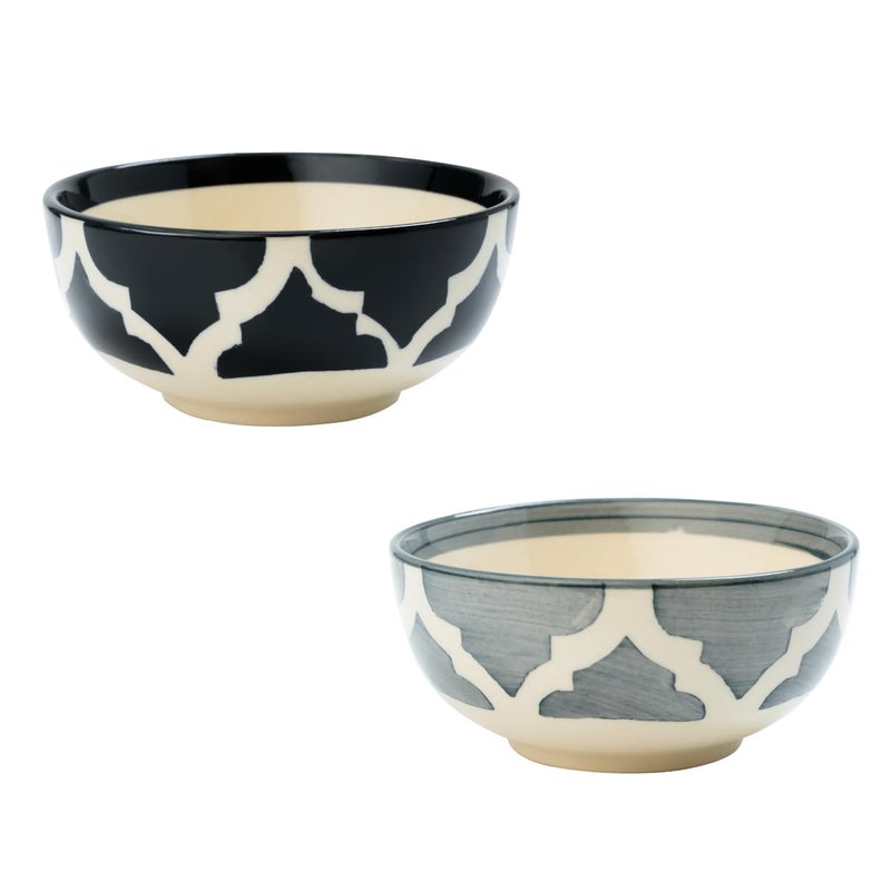 P Plus Fire Ceramic Serving Bowls for Maggi Soup Icecream Parties Gatherings Everyday Meals Dishwasher Microwave Safe Gift for Loved Ones 200 Ml 10 CM Random Set of 2 - Image 1