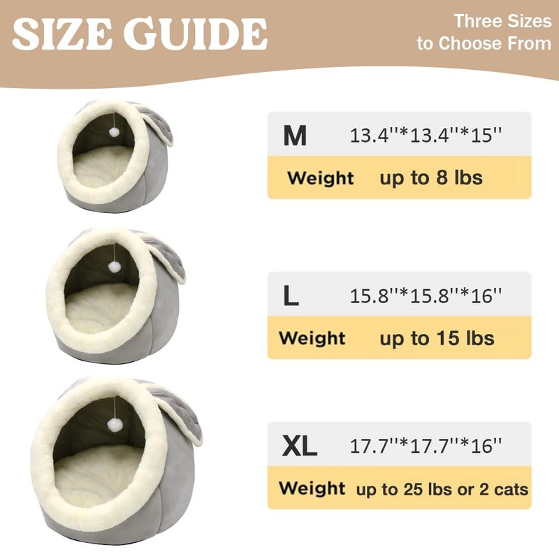 Lcybem Cat Beds for Indoor Cats - Rabbit-Shaped Cat Cave Bed with Hanging Toy,Super Soft Calming Pet Bed for Kitten,Small Dog,Warm Plush&Machine Washable&Removable Cotton Pad,cat Hideaway - Image 4