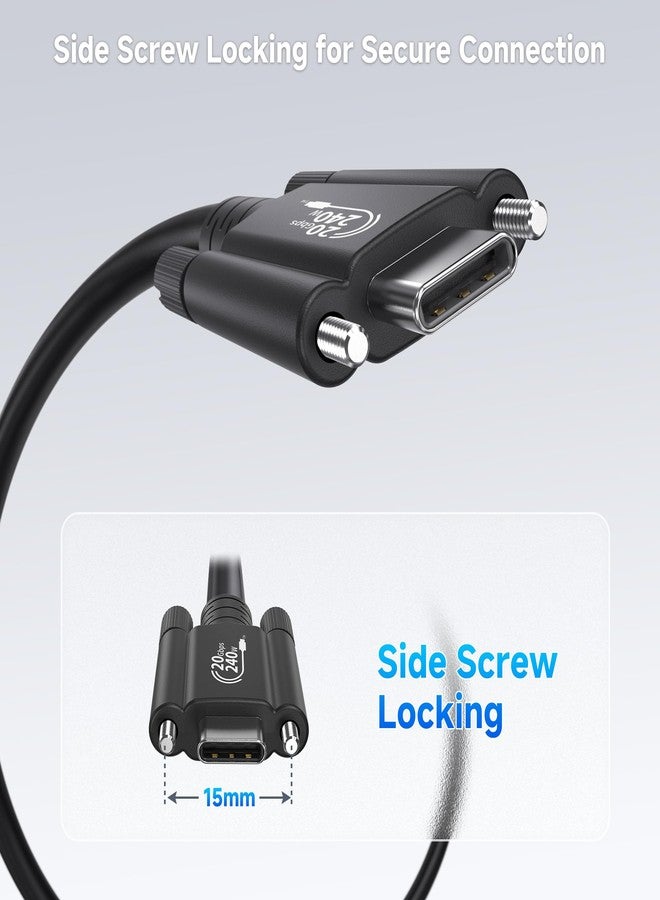 Cable Matters [USB-IF Certified] 20Gbps USB4 Cable with Side Screw Lock 6.6ft, Up to [8K@30Hz / 4K@120Hz Video, 240W Charging, 20Gbps Data Transfer] USB C Cable with Screw Lock/USBC Locking Cord - Image 3