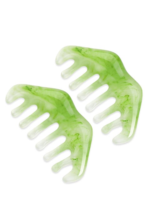 2 PCS Massage Comb Set – Natural Guasha Scraping Scalp and Facial Care Tool, Relaxation Massager.