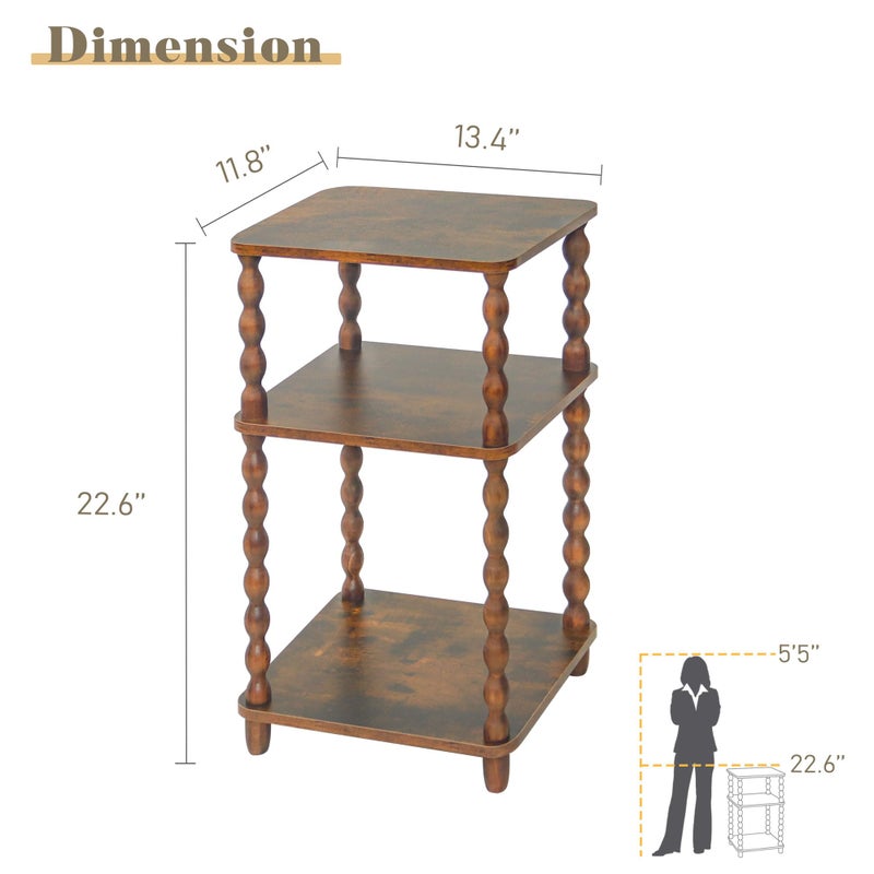 Fultyle Side Table, Small End Table with Storage Shelf, Modern Bedside Table Night Stand for Living Room, Bedroom, Office and Small Spaces (Rustic Brown) - Image 3