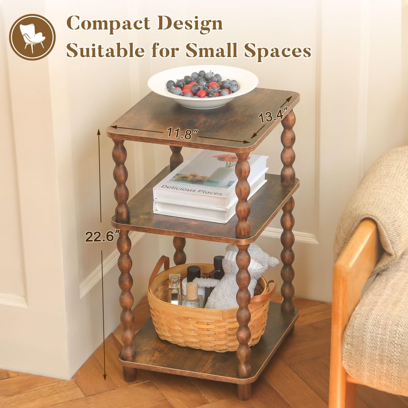 Fultyle Side Table, Small End Table with Storage Shelf, Modern Bedside Table Night Stand for Living Room, Bedroom, Office and Small Spaces (Rustic Brown) - Image 5