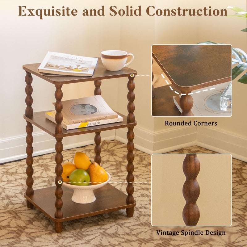 Fultyle Side Table, Small End Table with Storage Shelf, Modern Bedside Table Night Stand for Living Room, Bedroom, Office and Small Spaces (Rustic Brown) - Image 4