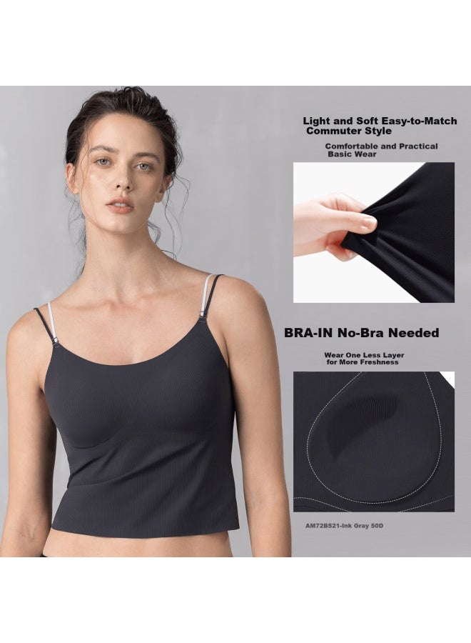 Aimer Women's Lingerie Removable Double Shoulder Strap Padded Tank Top Am72b521 Ink Gray S - Image 1