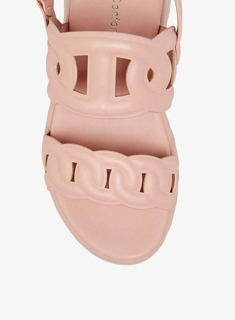 Le Confort PINK Cutout Sandals With Hook And Loop Closure for Women | Best Price UAE