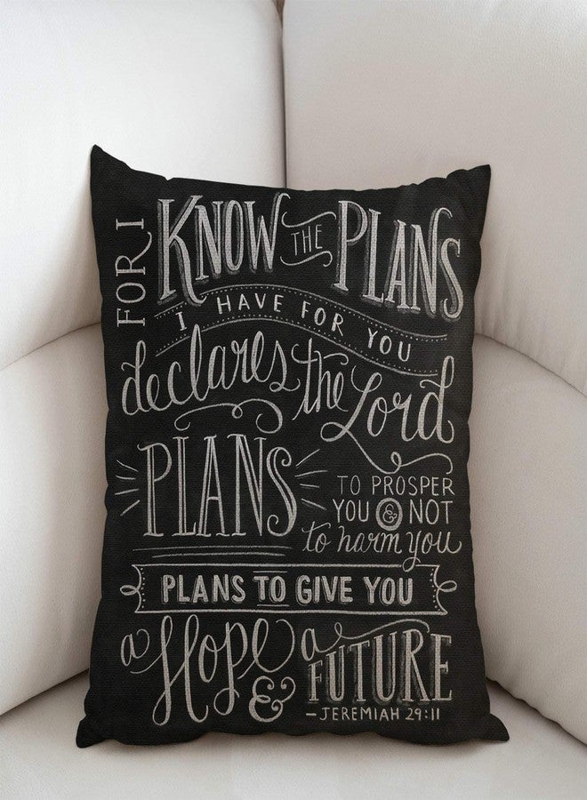 Swono Vintage Bible Verse Scripture Quotes Psalms Sayings Pillow Case Cushion Cover Cotton Linen 18x18 Inches for Sofa Couch,Christian Bible Verse Jeremiah 29:11 God Hope Future Faith Throw Pillow Cover - Image 2