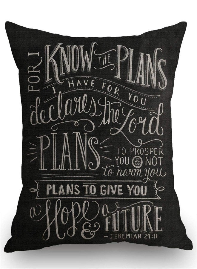 Swono Vintage Bible Verse Scripture Quotes Psalms Sayings Pillow Case Cushion Cover Cotton Linen 18x18 Inches for Sofa Couch,Christian Bible Verse Jeremiah 29:11 God Hope Future Faith Throw Pillow Cover - Image 5