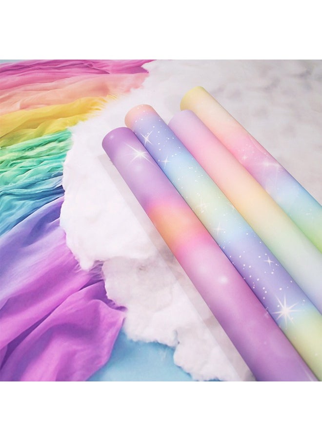 Zeemey 4pcs Matte White Kraft Gift Wrap Paper with Nordic Rainbow Gradient, Starry Sky & Clouds Design - Perfect for Birthday Party,Wedding, Graduation,Baby Shower(50*70cm)  - Image 1