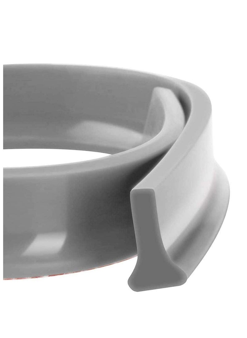 Zikra Collapsible Threshold Water Dam Self-Adhesive Shower Barrier Bathroom And Kitchen Stopper, Home Retention System, Waterproof Flow Block Seal Strip Gray 1.1M - Image 1