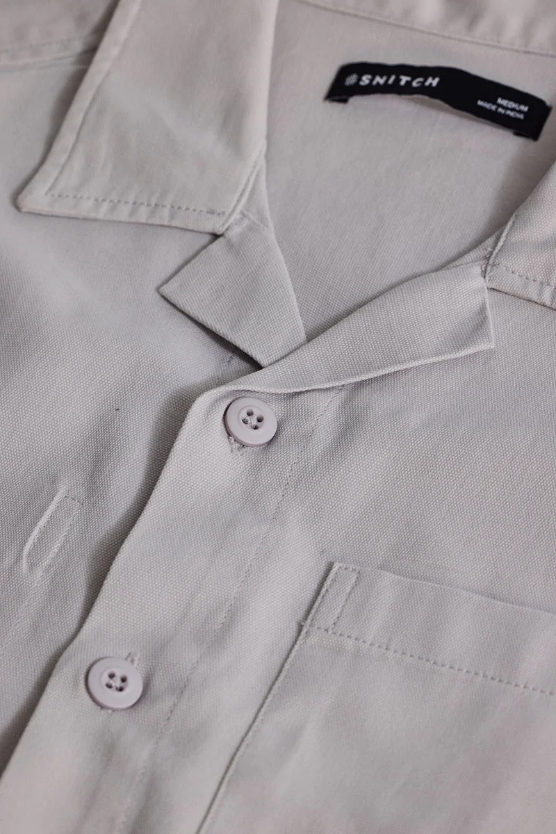 SNITCH Off White Solid Long Sleeve Relaxed Casual Overshirt