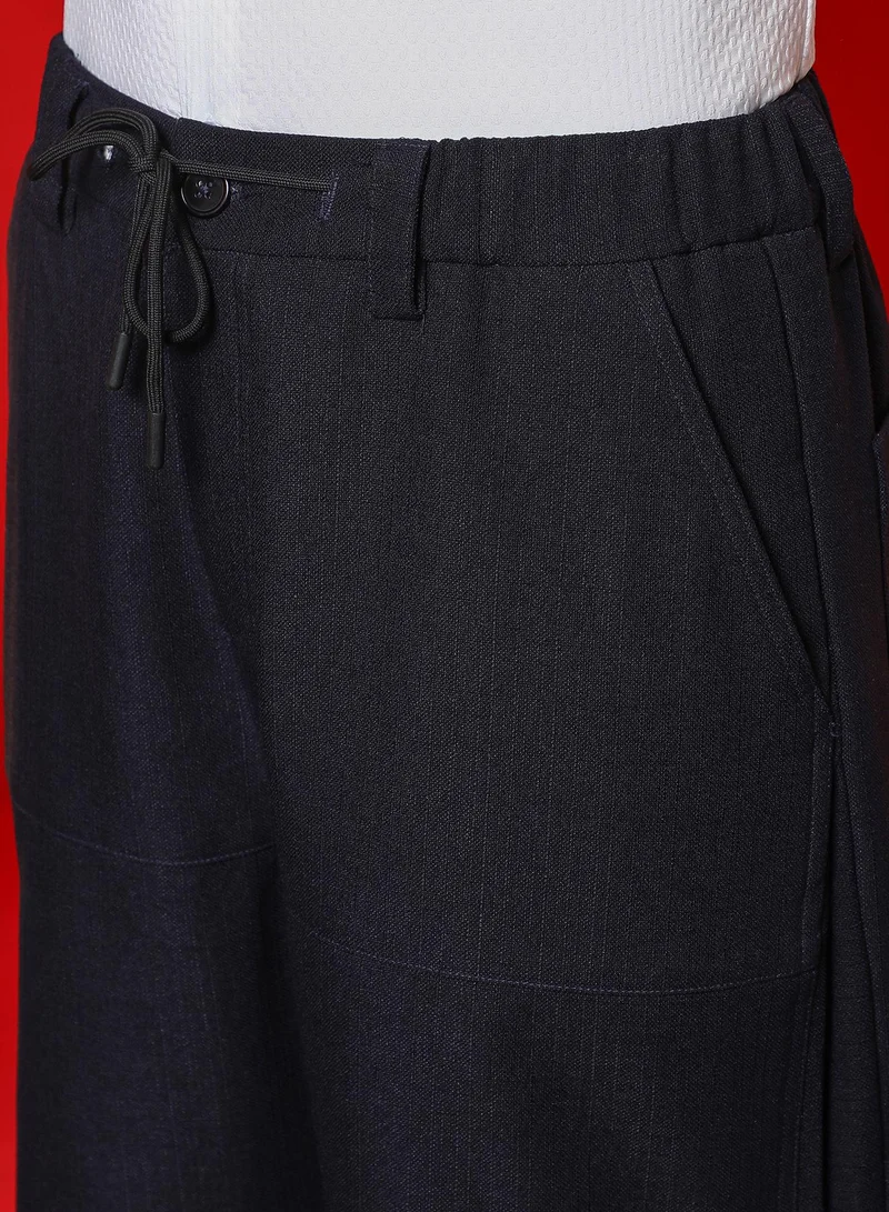 Campus Sutra Men's Midnight Black Carpenter Cargo Trousers