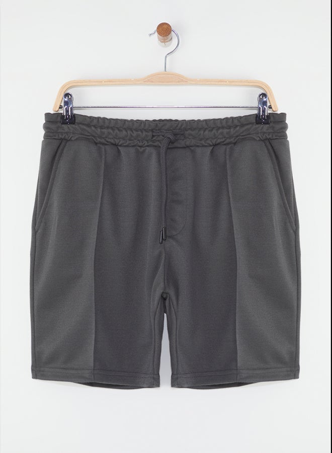 trendyol Regular/Normal Cut Medium Length Textured Elastic Waist Stitching Detail Pique Shorts - Image 3