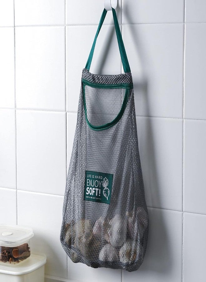 Bindex Hanging Storage Mesh Bags 2pc Wall Hanging Fruit Basket for Vegetable Storage Tote Bags for Garlics, Potatoes, Onions or Garbage (2) - Image 4
