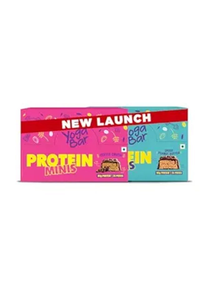 Yogabar Yoga Bar Protein Minis Combo | Choco Peanut Butter + Coffee Crush | High Protein Snack Bars | 24 Pieces Each | 86g Protein per Pack | Healthy Snack | New Launch - Image 1