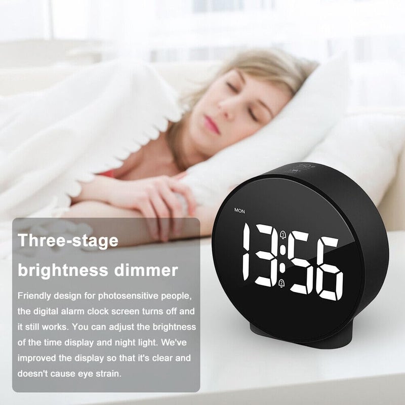Brikipth Alarm Clock Digital Clock Clock Table Clock Alarm Clock for Students Alarm Clock for Bedroom with Dual Alarm Adjustable Brightness Snooze Function Alarms Bedroom Table Desk - Image 3