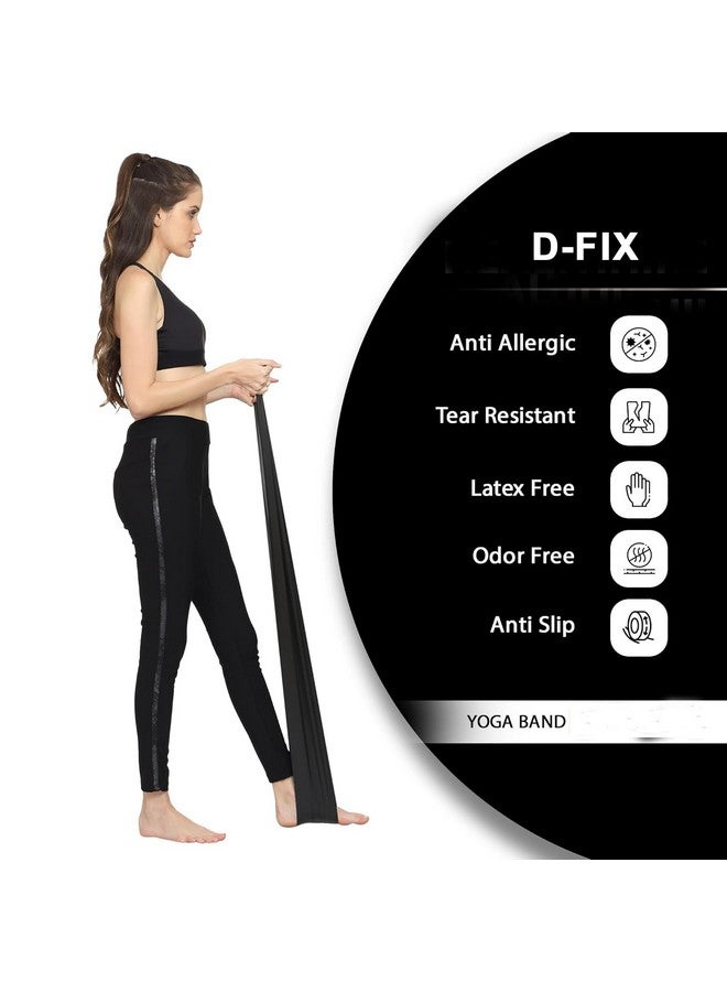 D-Fix شريط يوغا D-fix® | شريط تمرين مقاوم للتدريب خالي من اللاتكس ومضاد للحساسية ومقاوم للتمزق ثيرا بان للتمرين، التمدد، التمرين والعلاج الطبيعي (أسود) - Image 2