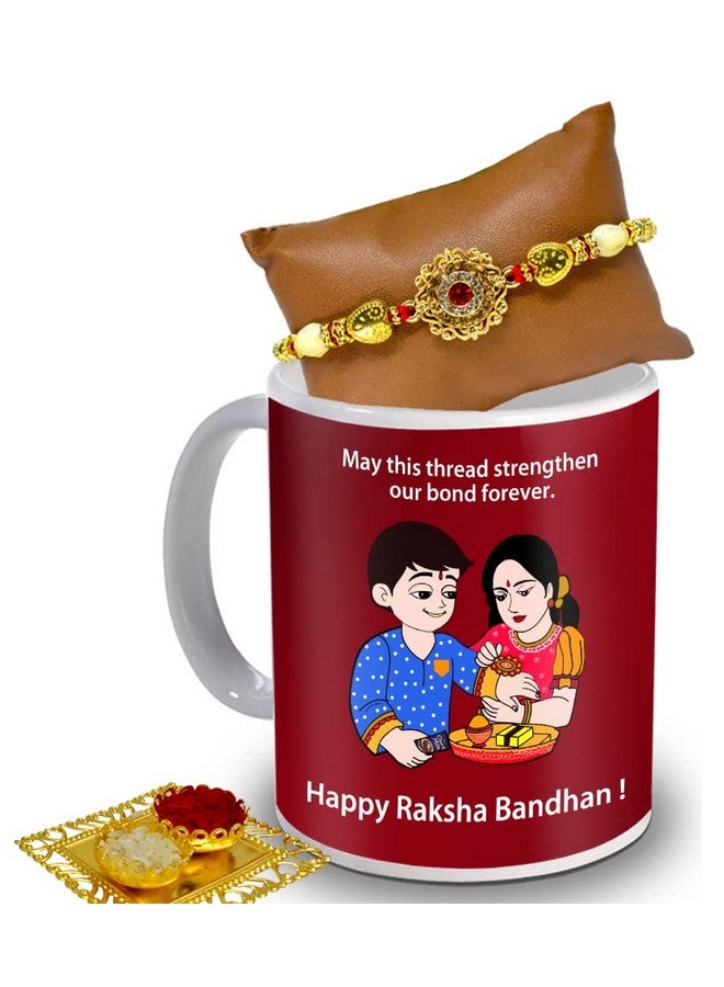 ME & YOU Rakshabandhan Gift Set for Brother/Bhaiya/Bhai | Rakhi Gift | Rakhi Surprise Gift | Coffee Mug, Designer Rakhi and Roli Tikka Gift Set-IZ22STBrotherMURakhi66Roli-51 - Image 1