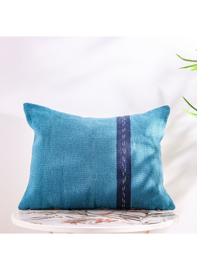 DANUBE HOME Outdoor Woven Cushion | Patio Throw Pillow Winter Garden Farmhouse Decor Outdoor Furniture | Decorative Pillows For Outdoor Seating Chair Sofa Swings 45X60cm-Blue 231202708921  - Image 1