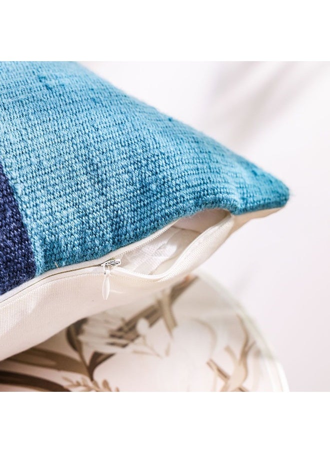 DANUBE HOME Outdoor Woven Cushion | Patio Throw Pillow Winter Garden Farmhouse Decor Outdoor Furniture | Decorative Pillows For Outdoor Seating Chair Sofa Swings 45X60cm-Blue 231202708921  - Image 2