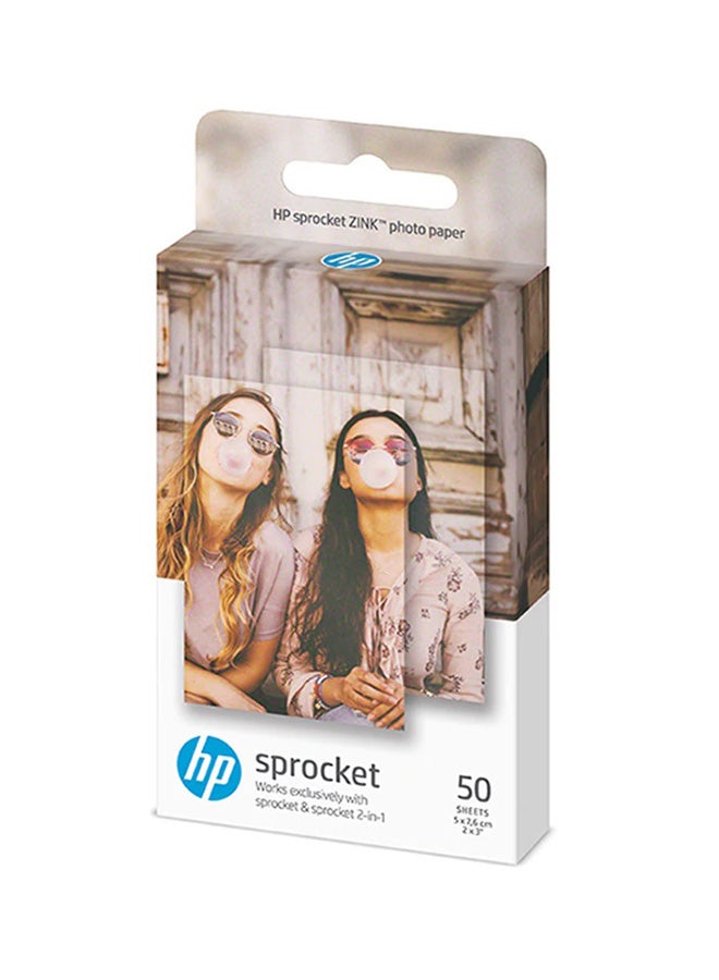 HP Zink Sticky Backed Photo Paper,2x3 inch,50 Sheets - Image 1