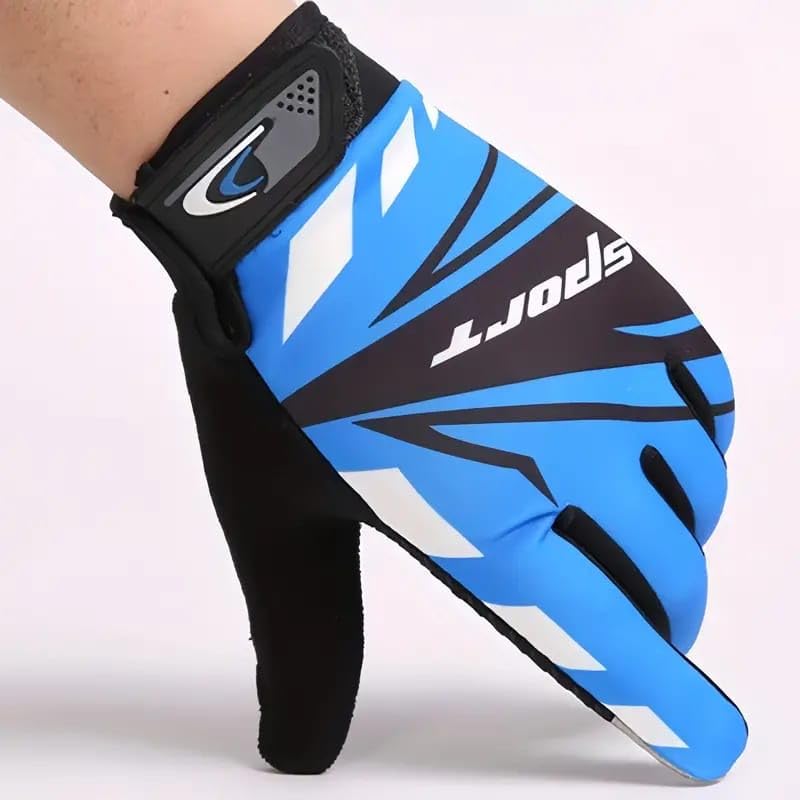 BADOWL Bad OWL Polyester Biker Hand Gloves for Riding Bikes/Motorcycles/Cycles/Sports Gloves - Non-Slip, Breathable, Full-Finger Protection (Blue) - Image 2