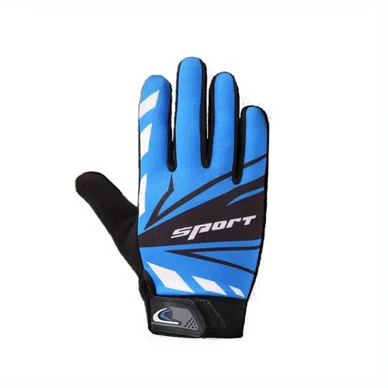 BADOWL Bad OWL Polyester Biker Hand Gloves for Riding Bikes/Motorcycles/Cycles/Sports Gloves - Non-Slip, Breathable, Full-Finger Protection (Blue) - Image 1
