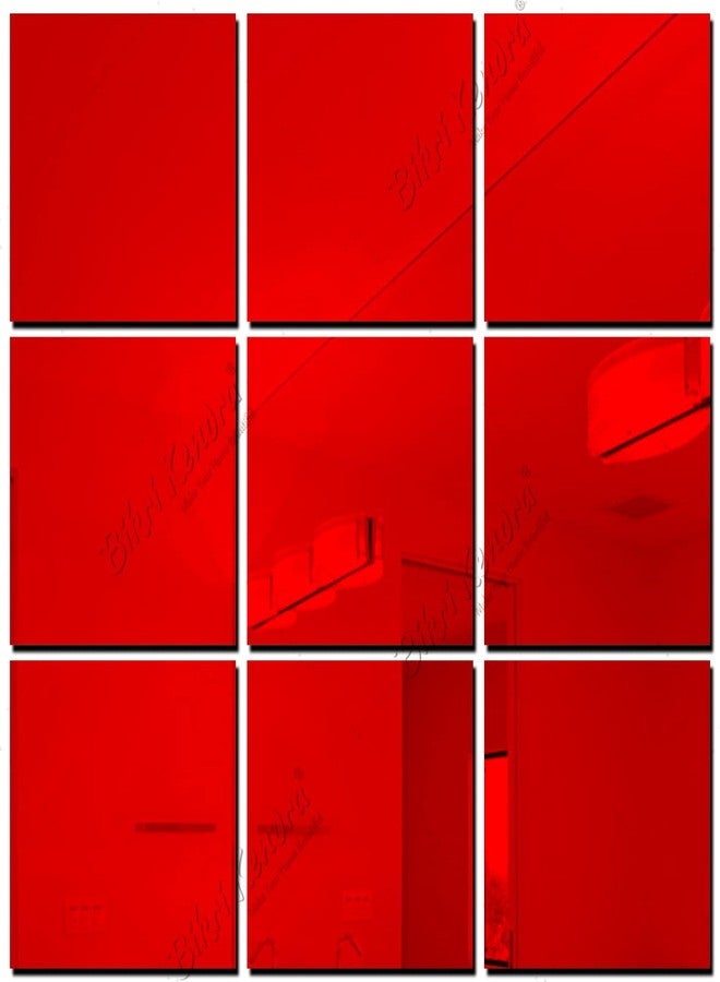 Bikri Kendra - Big Square 9 (red) wall Mirrors Stickers for Hall Living Room Bedroom Kids Room Home Office 3D Acrylic wall Stickers - Image 1