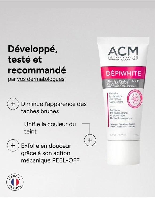 ACM Laboratoire dermatologique Depiwhite Whitening Peel Off Mask, Dark Spot Corrector & Skin Brightening Formula, for Dark Spots and Uneven Skin Tones, Suitable for All Skin Types Affected By Hyperpigmentation 40ML  - Image 2
