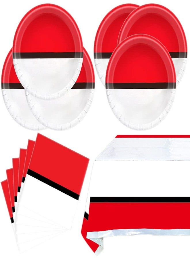 OULUN Cartoon Animation Birthday Party Supplies Includes 20 Plates and 20 Napkins and Tablecloth71 '' x 42 '' Video Games Themed Party Tableware - Image 1