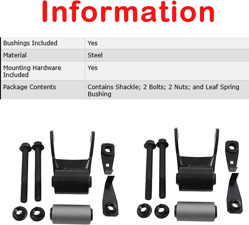 BST BSSP Rear Leaf Spring Shackle Kit 722-018 for Ford Excursion F-250 F-350 Super Duty F450 - Image 3