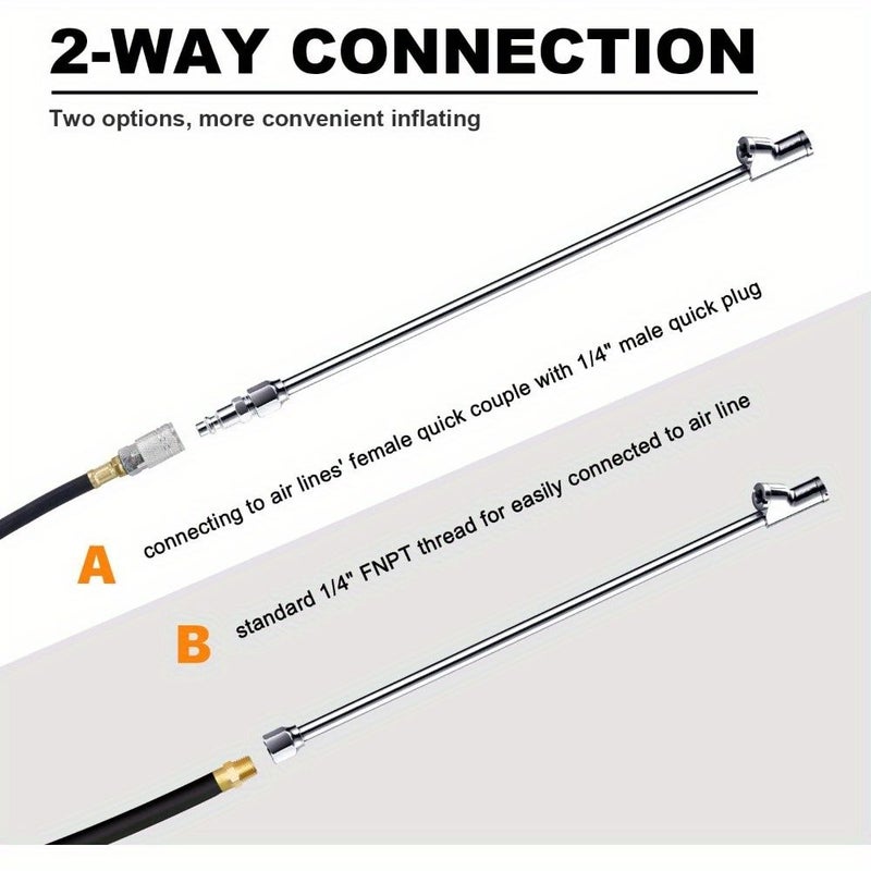 13.8 Inch Dual Head Air Chuck Set 1 Set 2 Way Tire Inflator for Truck RV - Image 3
