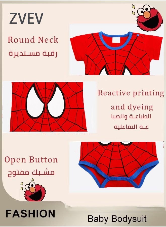 ZVEV Baby Cotton Onesie Bodysuit, Spider-Man Newborn Short Sleeve Bodysuit, Loose and Soft One-Piece Crawler Suit for Baby Unisexï¼Summer Styleï¼  - Image 2
