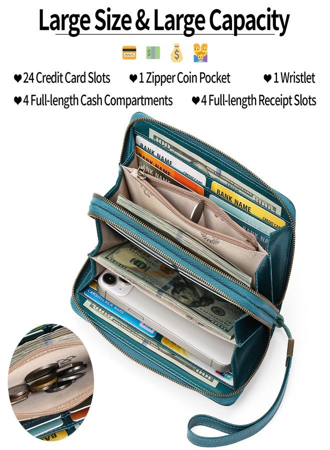 GAEKEAO Wallet for Women Clutch RFID Blocking Wristlet Leather Purse Large Capacity Credit Card Holder with Grip Hand Strap - Image 4