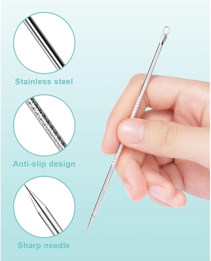 Blackhead Remover Pimple Popping Acne Extraction 4 PCS Tool Set Blemish Scar Care for Facial TreatmentStainless Steel Skin Care Comedone Extractor Zit Removing for Nose Face CheeksRosegold - Image 5
