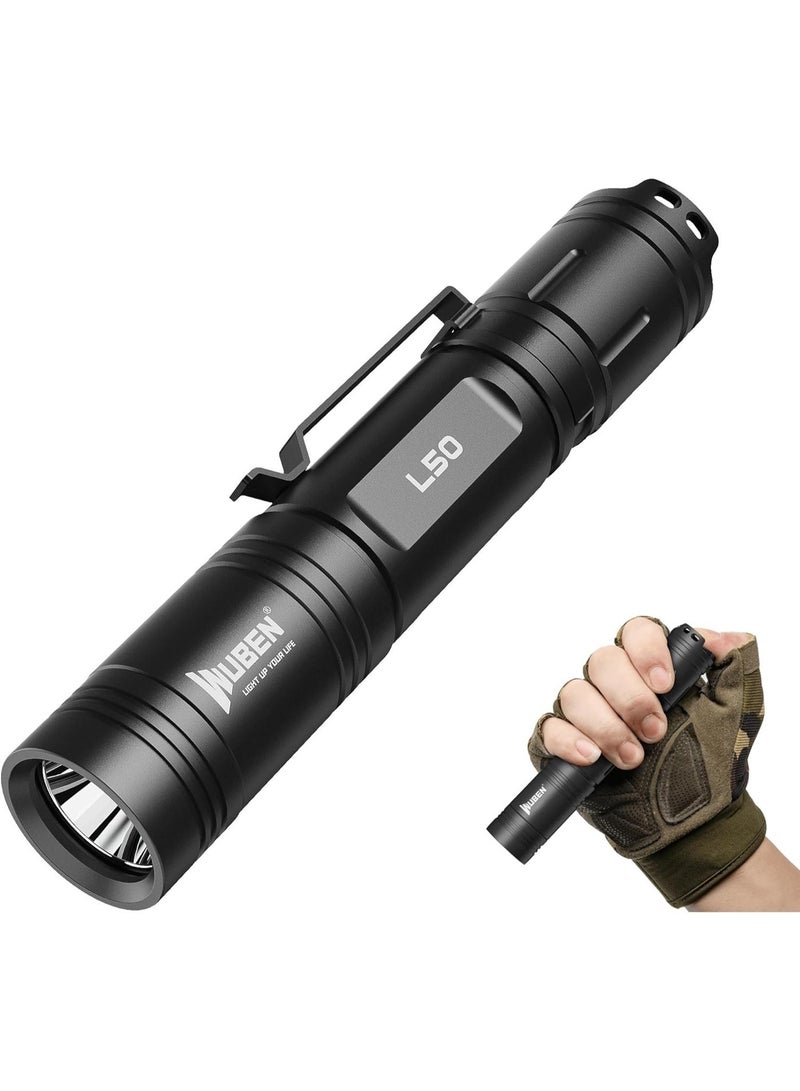 WUBEN Flashlight Rechargeable WUBEN L50 LED Torch Light, 1200 High Lumen, Tactical Flashlight IP68 Waterproof with 5 Modes Super Bright, EDC Handheld for Home Camping Emergencies, Tool Gifts, Hiking - Image 1