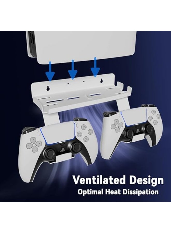 Steel Wall Mount Bracket for Gaming Console and Controllers, Heavy Duty Durable Game Console Wall Holder Compatible with Slim and Pro Versions (Pack with 2 Controller Brackets) - Image 3