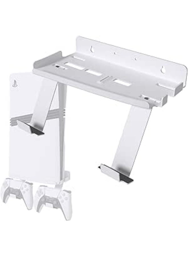 Steel Wall Mount Bracket for Gaming Console and Controllers, Heavy Duty Durable Game Console Wall Holder Compatible with Slim and Pro Versions (Pack with 2 Controller Brackets) - Image 1