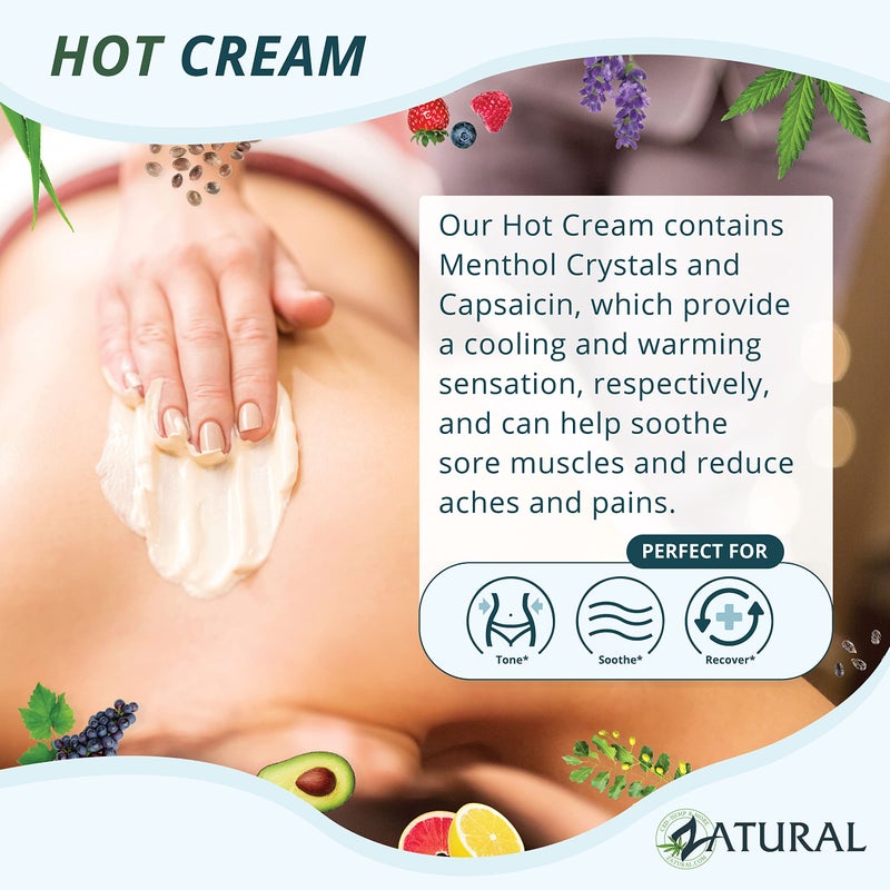 Zatural Hot Cream-Cellulite Cream-Muscle Rub-Body Wraps-Belly Fat-Skin Firming & Weight Loss-Professional Therapeutic Grade-Doctor Formulated (Pump) - Image 2